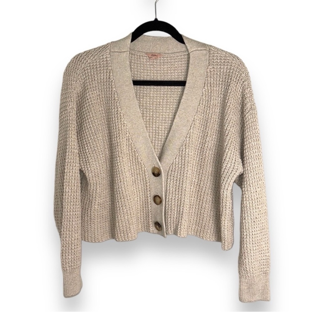 Eberjey The Cropped Cardigan Cotton Color Oat Size Small